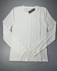 J Crew Stretch Linen Blend Crewneck Long Sleeve Shirt Womens Small Ivory Cream - Picture 1 of 9