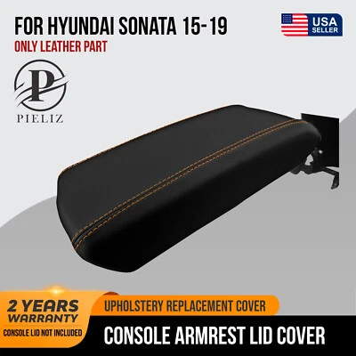 Tapa de consola reposabrazos cubierta de cuero para Hyundai Sonata 2015-2019 punto naranja Foto 1 de 4