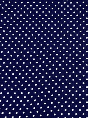 Vintage Concord Fabric Joan Kessler Small White Polka Dots on Navy 1Y x 44"W - Image 1 of 3