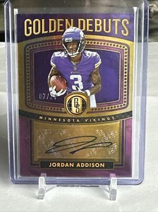 2023 PANINI GOLD STANDARD JORDAN ADDISON GOLDEN DEBUTS ROOKIE AUTO #’D 07/24🔥