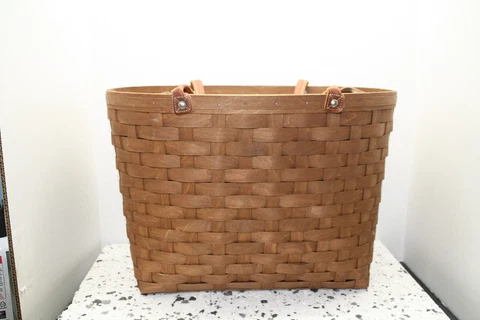 913 Longaberger 2006 Rich Brown Large Boardwalk Basket Set - Zip Liner & Protect Cover