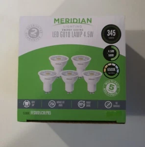 Meridian 4.5W LED GU10 LED LAMP 6500K Cool White 5 Bulbs  - Picture 1 of 6