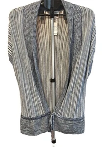 NEW Med Christopher Banks Womens Blue Sleeveless Cardigan Vest Open Tie Front - Picture 1 of 3