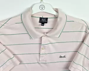 Le Tigre Pink Striped Short Sleeve Tiger Logo Polo Shirt Mens Large - Picture 1 of 10