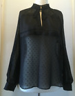 AllSaints Long Sleeve Veda Chiffon Shimmer Blouse Top Size Small NEW* $218 Black