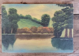 Vintage signed Painting Artist Tonalist Landscape Lake Water Unframed Carpenter - Picture 1 of 17