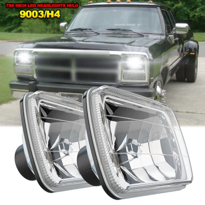 Par de faros LED cromados de haz alto-bajo de 5x7" 7x6" para Dodge D150 D250 D350 Foto 1 de 4