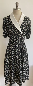 Vintage 1980er Jahre schwarz/weiß Blumenmuster St. Michael Kleid, 12 UK - Bild 1 von 9