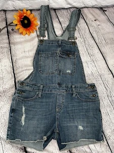 Mossimo Supply Co  Denim Blue Wash Distressed Shorts Romper Overalls NWOT Size M - Picture 1 of 11