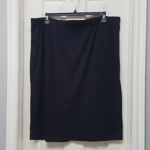 CATO Ribbed Pull On Straight Skirt Black Slit In Back Plus 22/24W - Picture 1 of 7
