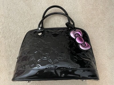 New Loungefly Hello Kitty Purse Black Metallic Tote Bag Sanrio 2010 Vinyl - Image 1 of 4