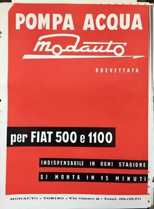 1950 PUBBLICITÀ LOCANDINA POMPA ACQUA MODAUTO FIAT 1100 500 Advertising - Imagen 1 de 1