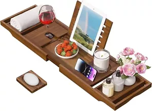 Erweiterbare Badewannenablage für Badewannen - Stilvolles Teakholz Accessoire zum Entspannen - Bild 1 von 8