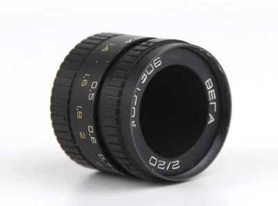 Soviet VEGA-73 lomo 2/20mm USSR Openar Tevidon Movie lens M25 C-mount - Image 1 of 4