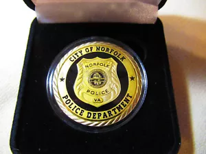 City Of Norfolk Police Dept Challenge Coin w/ Presentation Box - Picture 1 of 12