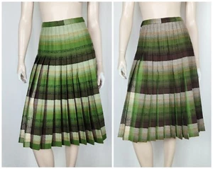 Vtg 50s Sportrite reversible wool pleated skirt Autumn Green M 30 waist - Picture 1 of 14