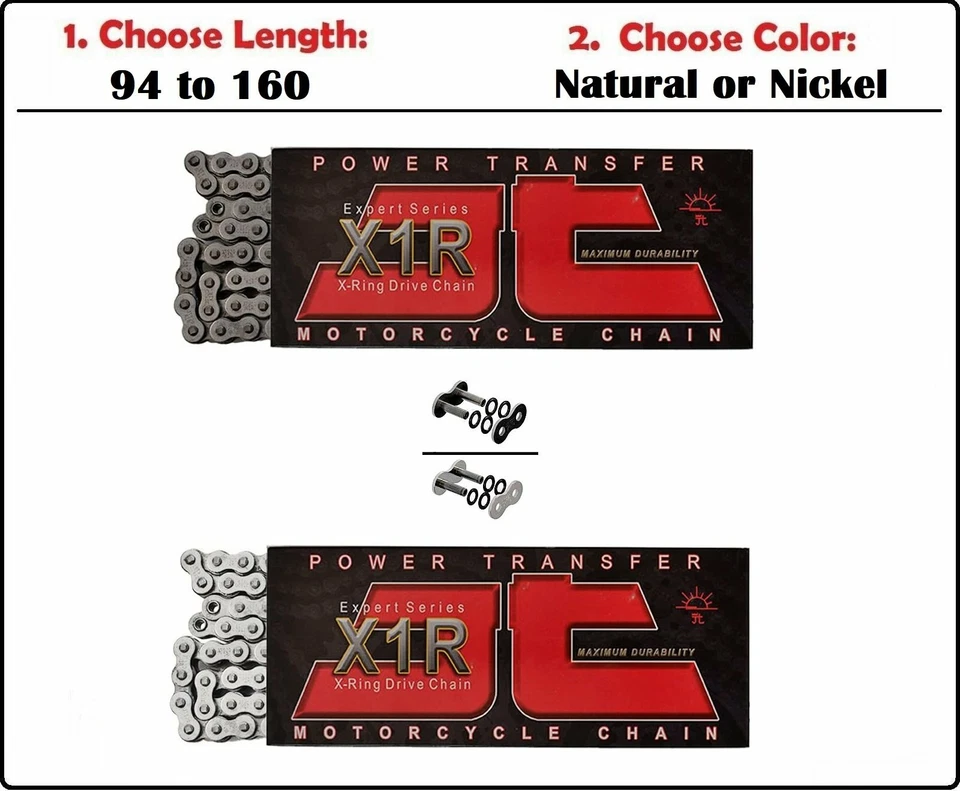 JT 530 X1R Xring Motorcycle Drive Chain Natural or Nickel with Rivet Master Link - Image 1 of 1
