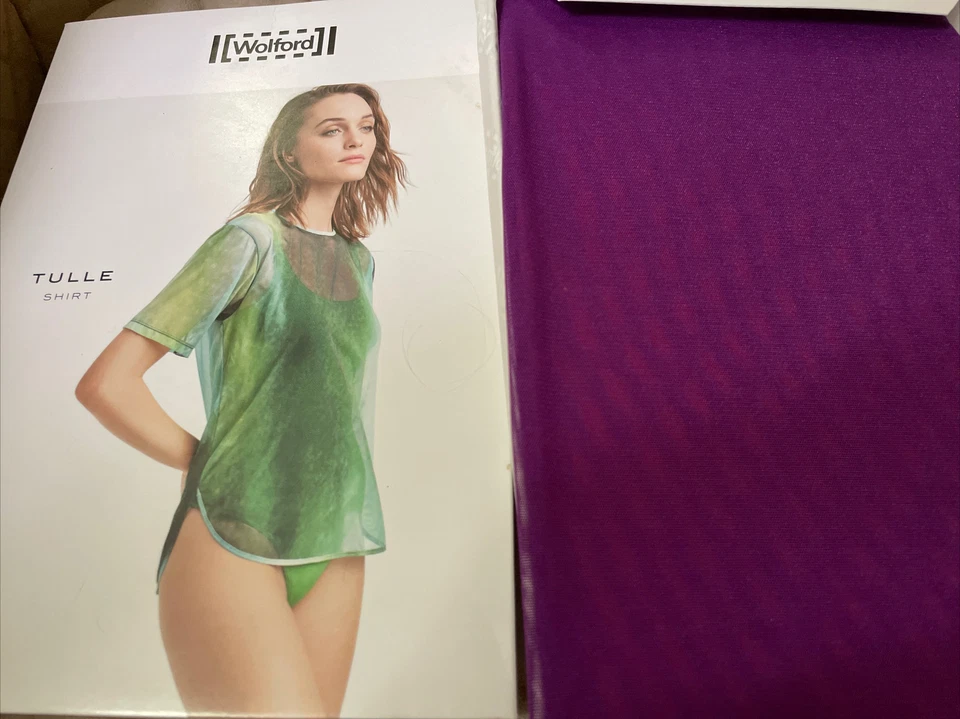 Wolford M Dark Jade Airy Light Top Transparent Tulle Shirt 12/14
