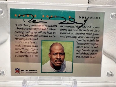 1991 Pro Line Portraits National Convention Embossing Reggie Roby #72 Autograph - Image 1 of 2