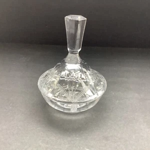 Vintage Cut Glass Lidded Trinket Dish or Candy Dish Floral Design 6” Tall - Picture 1 of 2