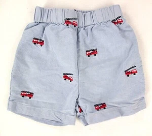 Classic Prep Boy Size 2T Chambray Shorts Embroidered Fire Truck Rowayton CT - Picture 1 of 4
