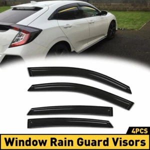 For 17-2021 Honda Civic Hatchback FK7 Black Trim Smoked Window Visor Rain Guard - Picture 1 of 12