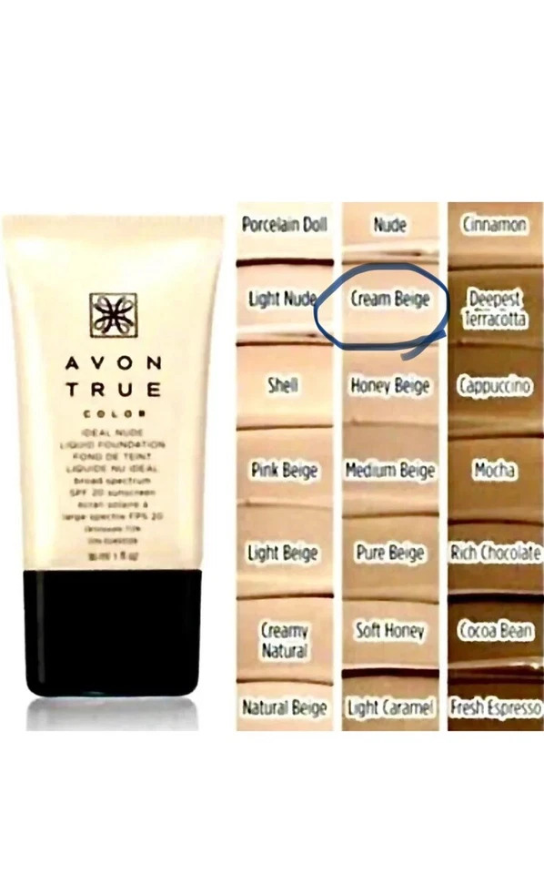 NEW~Avon True Color IDEAL NUDE Liquid Foundation~CREAM BEIGE~ NOS 1 fl oz - Image 1 of 1