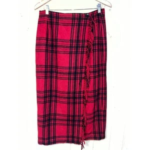 Falda midi vintage Cambridge 12 pequeñas envolventes de lana flecos a cuadros 12P colegiala - Imagen 1 de 8