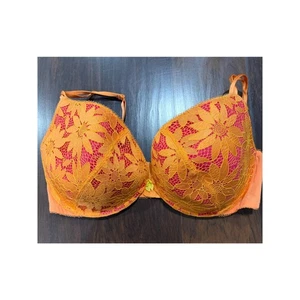 Lane Bryant Cacique Lightly Padded Bra 44DDD Orange and Pink Floral Lace  - Picture 1 of 5