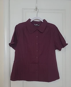 Blusa camisa Allegra K con volantes para mujer talla L cuello vuelto ciruela púrpura - Imagen 1 de 11