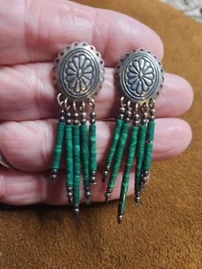 Vintage Southwestern Style Malachit Ohrhänger - Bild 1 von 5