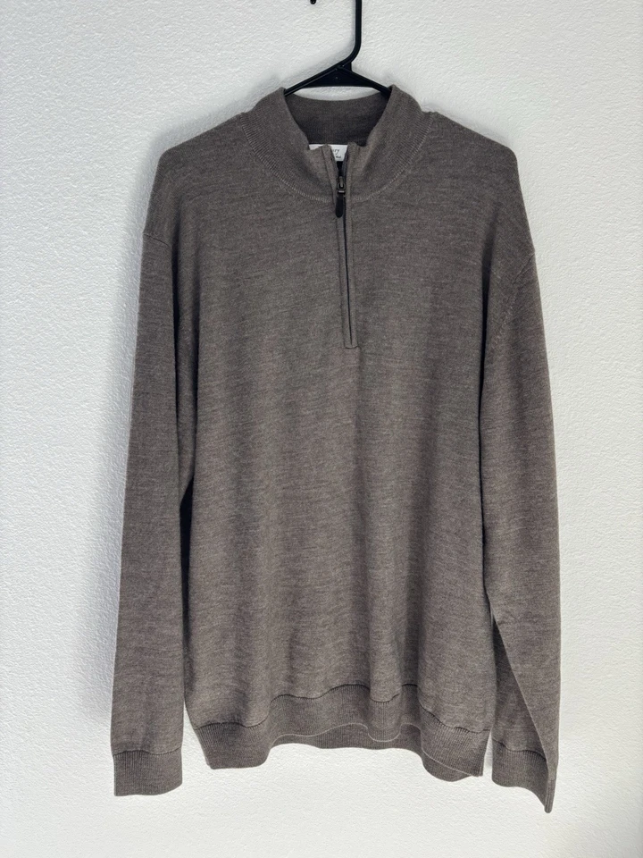 Suéter Pullover Para Hombre Turnbury Cuarto Cremallera Lana Merino Extra Fina Marrón XL Foto 1 de 3