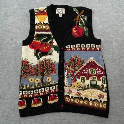 Heirloom Collectibles Vest Women M Apple Fall Teacher Grandma Sweater Vtg 90s - Image 1 of 4