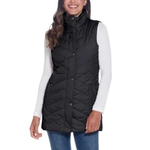 Weatherproof Ladies' Size XL (16-18) Quilted Vest, Long, Black - Picture 1 of 4