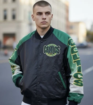 Chaqueta Bomber Vintage Chalk Line Boston Celtics Fanimation Satén Para Hombre’s Mediana Foto 1 de 4