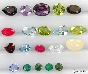 Lote de piedras naturales semipreciosas mezcla gemas cortadas para colección de joyas 20 piezas - Imagen 1 de 6