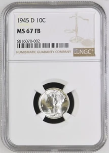 1945 D Mercury Dime NGC MS-67 FB - Picture 1 of 2
