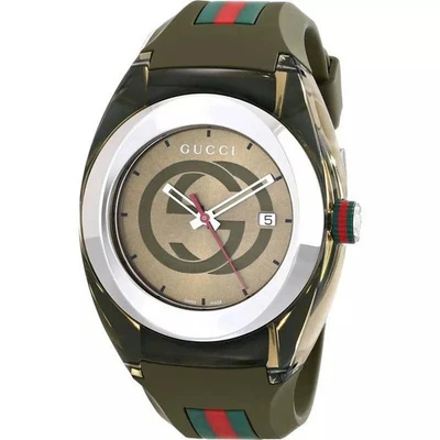Reloj Hombre GUCCI SYNC YA137111 - Esfera Verde Ejército, Cuarzo, Caja y Folleto Foto 1 de 4
