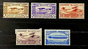 EGYPT: 1933 CLASSIC ERA UNUSED AVIATION STAMP SET SCOTT #172-6 CV $90 ALL SOUND - Bild 1 von 1