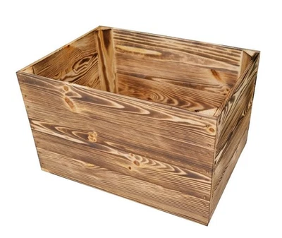 Wooden Crates Without Gaps, Rustic Storage Wood Boxes Durable Decor, 39x29x24 cm - Image 1 of 4