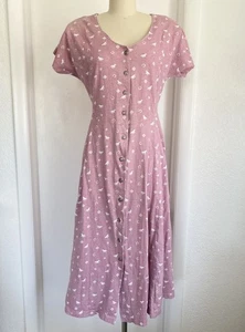 Vintage Roper Western Dress Medium Horses Horseshoe Star Button Pink Cowgirl - Picture 1 of 5