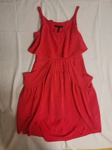 BCBG Maxazaria Damen Kleid orange ärmellos Rundhalsausschnitt 100% Seide M - Bild 1 von 7