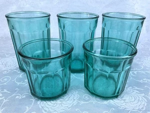 5 Luminarc 10-Panel Gläser türkis aqua 3 hoch 2 kurz gebraucht, ein paar kleine Kratzer - Bild 1 von 9