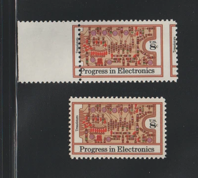 US EFO ERROR Stamps #1501 Electronics, Transistors: Margin Misperf & normal. MNH - Image 1 of 2