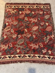 Manta tejida tapiz de frijoles LL de colección hojas de otoño otoño algodón EE. UU. - Imagen 1 de 9