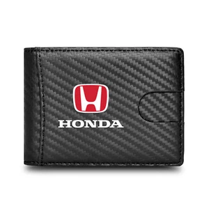 Honda rot Logo schwarz schmal Leder Kohlefaser Muster RFID blockierende Geldbörse - Bild 1 von 9