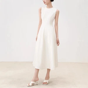 New Long Dress Round Neck Sleeveless Slim Elegant A-Line Womens Casual Party - Picture 1 of 22