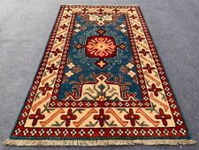 Authentic Hand Knotted Afghan Kazak Wool Area Rug 5.4 x 3.3 Ft (2146 HM)