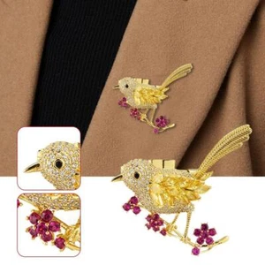Spilla Corsetto Strass Lucido Carino Uccellino Babbo Decorato Babbo Donna V4M7 - Foto 1 di 11