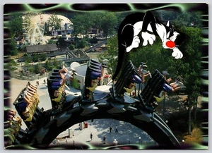 Postcard Sylvester and Batman the Ride Six Flags New Jersey Rollercoaster - Picture 1 of 2